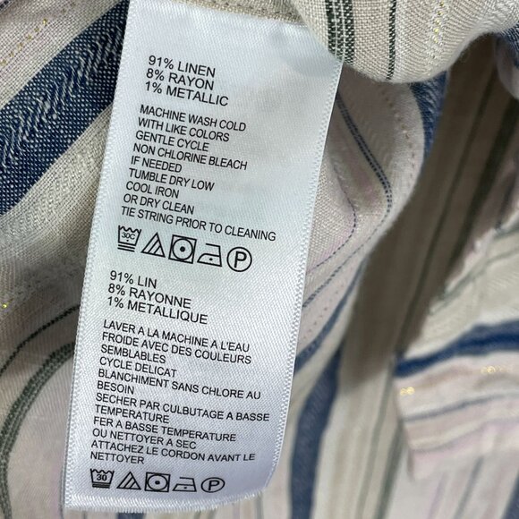 Tommy Bahama Womens Medium Striped Tunic Top Lace Up Neck Linen Blend Shirt - Picture 5 of 12